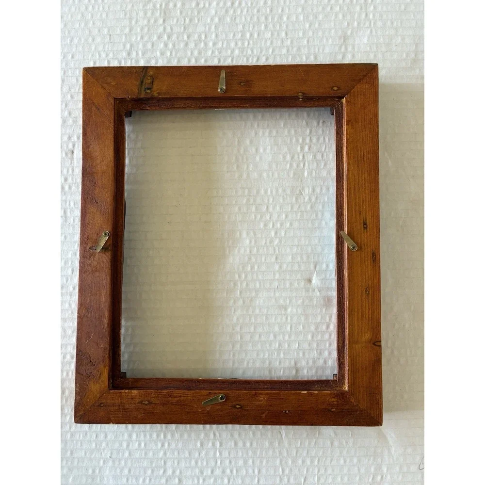 Picture Frame real rustic wood and Floral metal embellishments picture frame